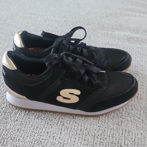 Skechers Og 85 Goldn Gurl Retro Black And Gold Sneakers - Picture 1 of 10
